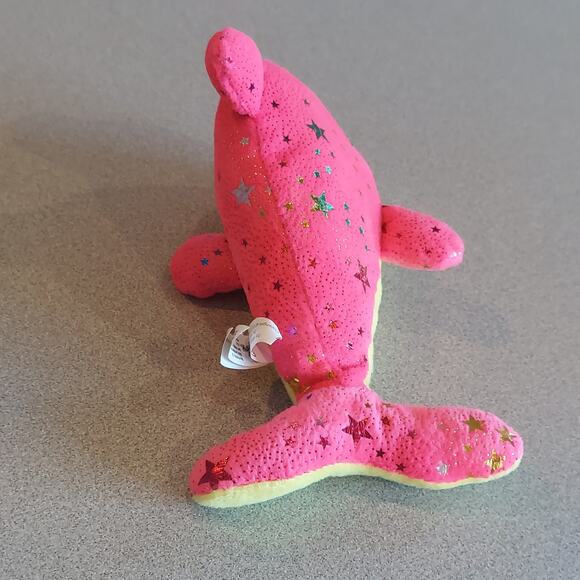 Toy Works Starry Dolphin Plush Stuffed Animal Pink and Yellow - Picture 5 of 7